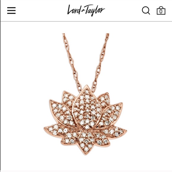 Diamond Lotus Solid 14k Rose Gold Necklace